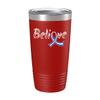 BeeTeeStore ALS Awareness Tumbler - Believe Ribbon 20oz Red Stainless Steel Vacuum Insulated Coffee Cup - Thoughtful Lou Gehrig Gift for Patients, Survivors, and Warriors Fighting ALS view 1