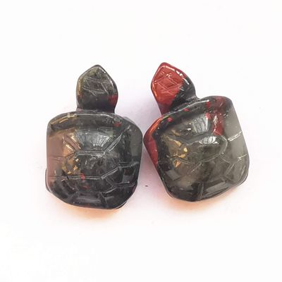 Bacatgem Gemgogo 2 Pcs Natural Africa Bloodstone Pocket Carved Tortoise Decor Animal Figurines Crystals and Healing Stones, 1.5 Inches Room Decor Gemstone