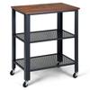 TimmyHouse Cart 3 Tier Serving Industrial Kitchen Utility Cart on Wheels w/Storage Black view 1