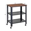 TimmyHouse Cart 3 Tier Serving Industrial Kitchen Utility Cart on Wheels w/Storage Black view 2