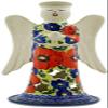 Polmedia Polish Pottery Angel Candle Holder UNIKAT - Red Star Pattern Handmade in Boleslawiec Poland + Certificate of Authenticity view 3