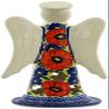 Polmedia Polish Pottery Angel Candle Holder UNIKAT - Red Star Pattern Handmade in Boleslawiec Poland + Certificate of Authenticity view 4