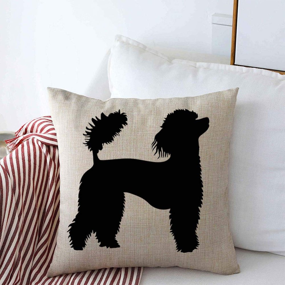 Starojan Throw Pillows Cover 16 x 16 Inches Dog French Grunge Poodle Silhouette Coat Animals Wildlife Show Black Blower Puppy Character Funny Pet Cushion Case Cotton Linen for Fall Home Decor