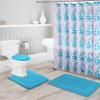 Bathroom Collection Aqua/Light Blue 16pc Bathroom Accessory Set - Non-Slip Bath Mat, Non-Slip Contour Mat, Toilet Lid Cover and Waterproof Shower Curtain with Rustproof Metal Roller Hooks view 1