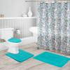 Bathroom Collection16 pc Turquoise Bathroom Accessory Set - Non-Slip Bath Mat, Non-Slip Contour Mat, Toilet Lid Cover and Waterproof Shower Curtain with Rustproof Metal Roller Hooks view 1