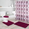 Bathroom Collection Burgundy 16pc Bathroom Accessory Set - Non-Slip Bath Mat, Non-Slip Contour Mat, Toilet Lid Cover and Waterproof Shower Curtain with Rustproof Metal Roller Hooks view 1