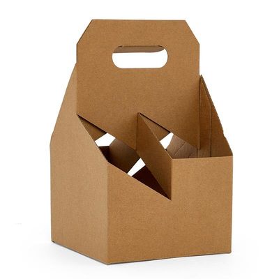 Paper Mart 25ea - 7 X 7 X 12 Kraft 4 Pack Wine Bottle Carrier