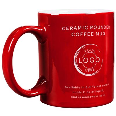 11 oz. Ceramic Round Mug | Custom Engraved Coffee/Tea Mug | Multiple Designs and Colors | Great for Christmas Gifts | (Red)