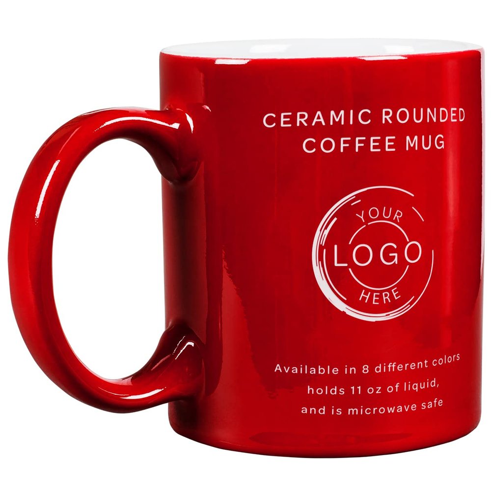11 oz. Ceramic Round Mug | Custom Engraved Coffee/Tea Mug | Multiple Designs and Colors | Great for Christmas Gifts | (Red)
