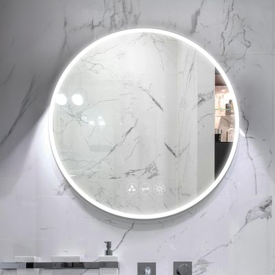 Blossom 24 Inches Large Modern LED Round Bathroom Vanity Mirror, Color Temperature Adjustable, Anti-Fog Dimmable Lights, Easy to Install, Wall Mounted Makeup Mirror with Smart Touch Button