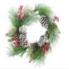 Admired by Nature 24" Artificial Pine Cone Berries Frosted Wreath Holiday Wreath for Front Door Home Decor, Indoor Outdoor Christmas Decorations, Cemetery Wreaths - Snow Red view 1