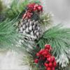 Admired by Nature 24" Artificial Pine Cone Berries Frosted Wreath Holiday Wreath for Front Door Home Decor, Indoor Outdoor Christmas Decorations, Cemetery Wreaths - Snow Red view 3