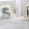 16 oz Glass Soap Dispenser,Premium Refillable Glass Hand Soap Dispensers,Rust-Proof Stainless Steel Pumps,Vertical Stripe Design,Ideal for Kitchen & Bathroom, Brushed Gold view 2