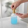 16 oz Glass Soap Dispenser,Premium Refillable Glass Hand Soap Dispensers,Rust-Proof Stainless Steel Pumps,Vertical Stripe Design,Ideal for Kitchen & Bathroom, Brushed Gold view 4