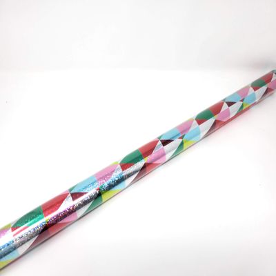 NS Holiday Christmas Heavyweight Wrapping Paper Multi Color Metallic Gift Wrap with Gridlines (Bonus: Noelles Xmas Window Gel Clings) Greetings Party Festive 30 Feet 1 Roll