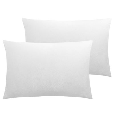 NTBAY Velvet Soft Solid Color Zipped Toddler Pillowcases, 2 Pack Cozy Luxury Zippered Plush Baby Travel Pillow Cases, 13x18 Inches, White
