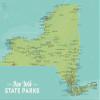 New York State Parks Checklist Map 18x24 Poster (Green & Aqua) view 1