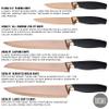 5pc Kitchen Knife Set & Block - Brooklyn by Taylors Eye Witness. Rose Gold Coloured Bolsters, Finely Ground Razor Sharp Titanium Coated Matching Blades. Soft Grip Handles. Modern Fan Shaped Holder. view 2