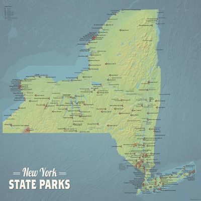 New York State Parks Checklist Map 18x24 Poster (Natural Earth)