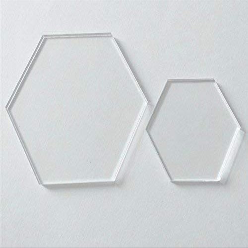 25PCS Clear Hexagon Acrylic Place Card Names, Clear PMMA Hexagon Placecards Clear DIY Custom Name Settings Card (5.0")