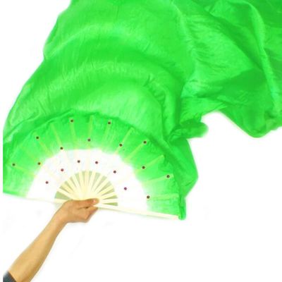 FZBNSRKO 1.8M 70.86" Belly Dance Silk Bamboo Fan Long Fans Veils Party Performance Morning Practice Long Fans(Green)
