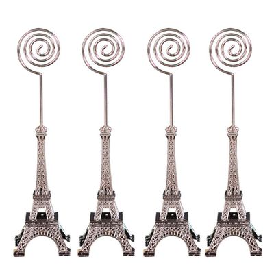 4Pcs Eiffel Tower Shape Memo Holder Sturdy Metal Clips for Photos Cards Notes Elegant Tabletop Decor for Weddings Birthdays Graduation Events Random Colors