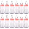 OOKI- 12 Pieces 4.25-Inches Baby Bottle Shower Favor,Mini Plastic Candy Bottle,Boy Girl Newborn Baby Baptism Birthday Party Decor (Pink) view 1