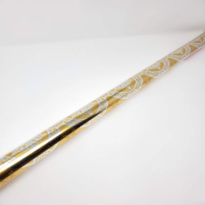 NS Holiday Christmas Heavyweight Wrapping Paper Gold Metallic Gift Wrap with Gridlines (Bonus: Noelles Xmas Window Gel Clings) Greetings Party Festive 30 Feet 1 Roll