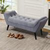 Alunaune Velvet Tufted Ottoman Bed Bench for Bedroom End of Bed Bench, Upholstered Entryway Bench Storage Ottoman Footstools with Wood Legs-2 Seater, Light Gray view 1