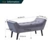Alunaune Velvet Tufted Ottoman Bed Bench for Bedroom End of Bed Bench, Upholstered Entryway Bench Storage Ottoman Footstools with Wood Legs-2 Seater, Light Gray view 2
