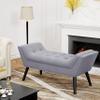 Alunaune Velvet Tufted Ottoman Bed Bench for Bedroom End of Bed Bench, Upholstered Entryway Bench Storage Ottoman Footstools with Wood Legs-2 Seater, Light Gray view 3