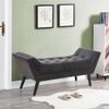 Alunaune Velvet Tufted Ottoman Bed Bench for Bedroom End of Bed Bench, Upholstered Entryway Bench Storage Ottoman Footstools with Wood Legs-2 Seater, Dark Gray view 1