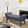 Alunaune Velvet Tufted Ottoman Bed Bench for Bedroom End of Bed Bench, Upholstered Entryway Bench Storage Ottoman Footstools with Wood Legs-2 Seater, Dark Gray view 3
