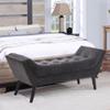Alunaune Velvet Tufted Ottoman Bed Bench for Bedroom End of Bed Bench, Upholstered Entryway Bench Storage Ottoman Footstools with Wood Legs-2 Seater, Dark Gray view 4