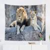 Suklly Lion Tapestry Zoo Male Female Lion Sitting on Rock Tapestry Lioness Tapestry for Home Dorm 60 X 80 Inches view 2