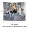 Suklly Lion Tapestry Zoo Male Female Lion Sitting on Rock Tapestry Lioness Tapestry for Home Dorm 60 X 80 Inches view 4