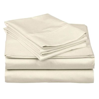 4 Piece Attached Fitted Sheet 100% Cotton Waterbed Sheets (15 Inch Deep) Breathable, Ultra Soft Rich Egyptian Cotton (Queen Waterbed: 60" x 84", Ivory Solid)
