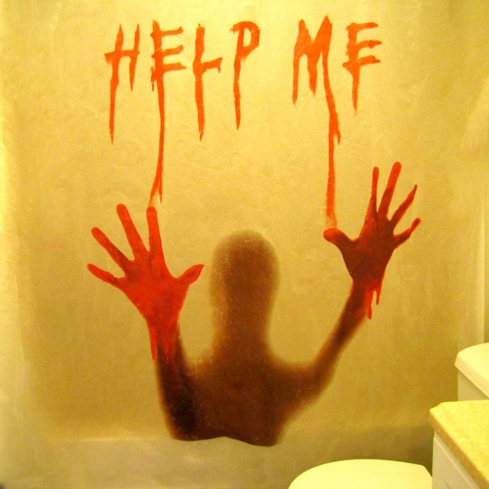 TG,LLC Treasure Gurus Bloody Help Me Shower Bath Curtain Horror Prop Scary Halloween Party Bathroom Decor