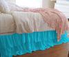 1 Piece Solid 20" Drop Double Layer Ruffle Bed Skirt 600TC Egyptian Cotton (Turquoise, Queen) view 1