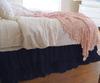 1 Piece Solid 20" Drop Double Layer Ruffle Bed Skirt 600TC Egyptian Cotton (Navy Blue, Queen) view 1