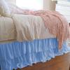 1 Piece Solid 20" Drop Double Layer Ruffle Bed Skirt 600TC Egyptian Cotton (Baby Blue, Twin XL) view 1
