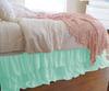1 Piece Solid 20" Drop Double Layer Ruffle Bed Skirt 600TC Egyptian Cotton (Aqua, Queen) view 1