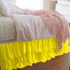 1 Piece Solid 20" Drop Double Layer Ruffle Bed Skirt 600TC Egyptian Cotton (Yellow, Twin) view 1