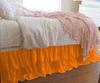 1 Piece Solid 20" Drop Double Layer Ruffle Bed Skirt 600TC Egyptian Cotton (Orange, Queen) view 1