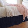 1 Piece Solid 30" Drop Double Layer Ruffle Bed Skirt 600TC Egyptian Cotton (Navy Blue, Calking) view 1
