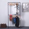 MBQQ Industrial Pipe Clothing Racks on Wheels Double Hanging Rod Metal Clothing Rack,Heavy Duty Commercial Display Garment Rack,Hanging Weight Rack,Metal Ballet Rolling Racks,Black Brush Silver view 3