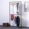 MBQQ Industrial Pipe Clothing Racks on Wheels Double Hanging Rod Metal Clothing Rack,Heavy Duty Commercial Display Garment Rack,Hanging Weight Rack,Metal Ballet Rolling Racks,Black Brush Silver view 4