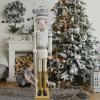 CDL 6 feet Tall Life Size Large Christmas Wooden Nutcracker King White Glitter BK30 view 2