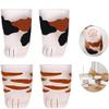 4 Pack Cat Paw CupCat claw Cup Milk Glass Frosted Glass Cup Cute Cat Foot Claw Print Mug Cat Paw for Coffee Kids Milk Glass Cups Tumbler Personality Breakfast Milk Cup (4packcolor 1+color 2) view 1