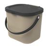 Rotho, Albula, Bio Waste bin 6 l for The Kitchen, Plastic (PP) BPA-Free, Cappuccino/Anthracite, 6l (23,5 x 20,0 x 20,8 cm) view 1